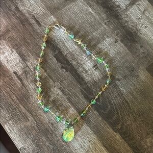 Elegant Green and Gold Beaded Necklace